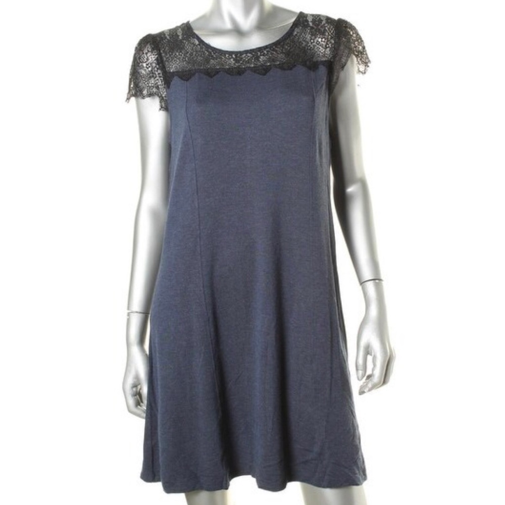 Kensie Womens Casual Dress Lace-Trim Cap Sleeves